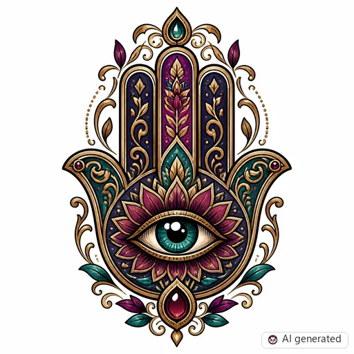 Hamsa-Tattoo-Entwurf im Stil Neo-Traditional