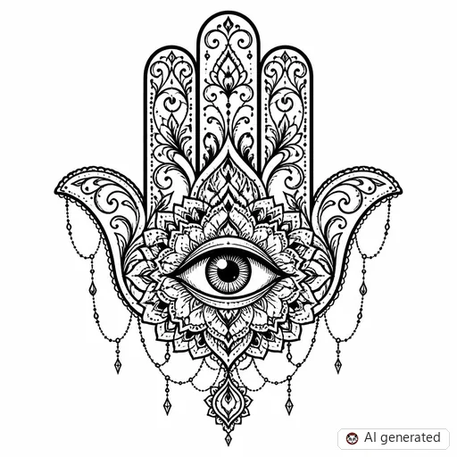 Hamsa tattoo design in Ornamental style
