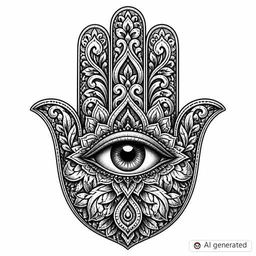 Hamsa tattoo design in Realism style