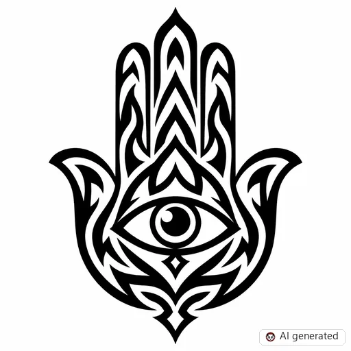 Hamsa tattoo design in Tribal style