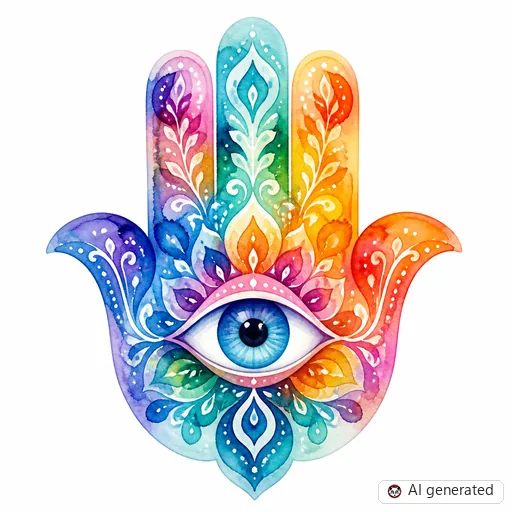 Hamsa tattoo design in Watercolor style