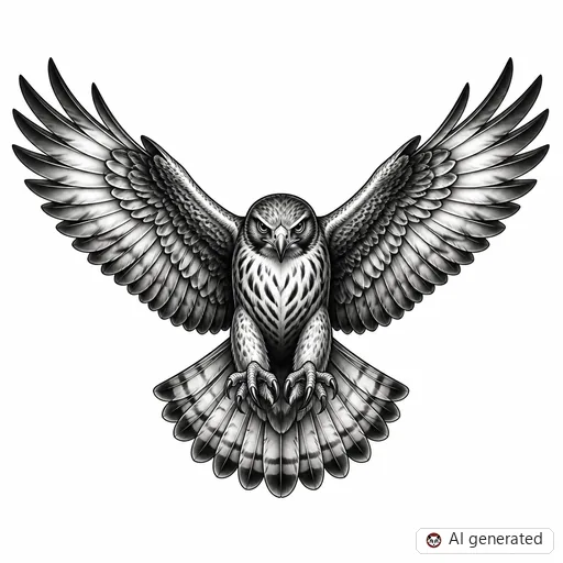 Hawk tattoo design in Black & Grey style