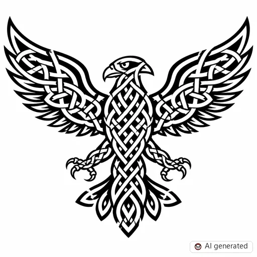 Disegno di tatuaggio Falco in stile Celtico