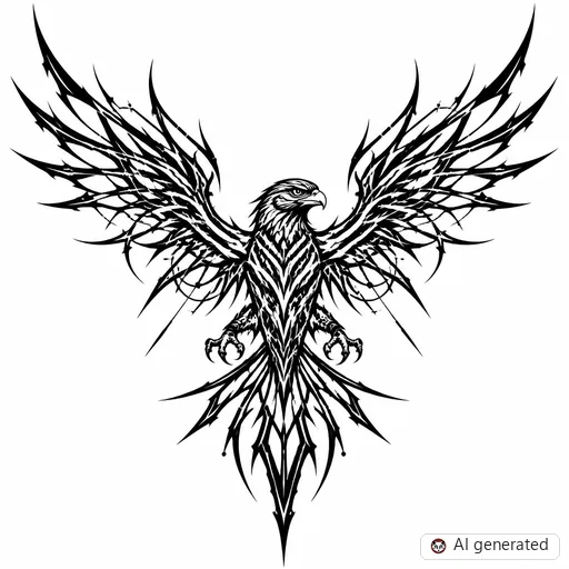 Hawk tattoo design in Cybersigilism style