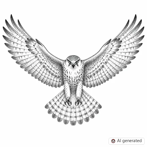 Hawk tattoo design in Dotwork style