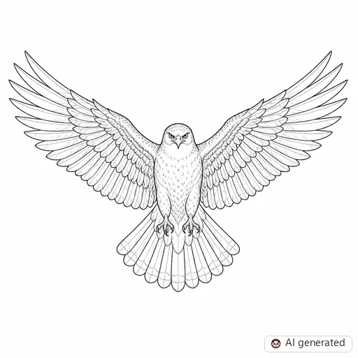 Hawk tattoo design in Fine-Line style