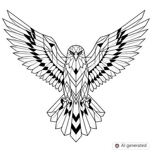 Hawk tattoo design in Geometric style
