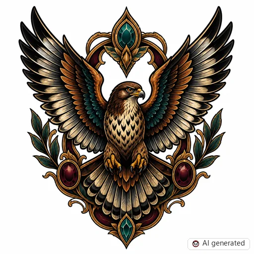 Falke-Tattoo-Entwurf im Stil Neo-Traditional