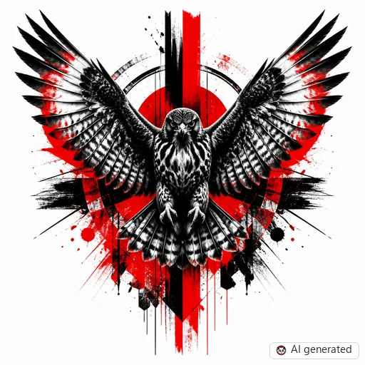 Hawk tattoo design in Trash Polka style