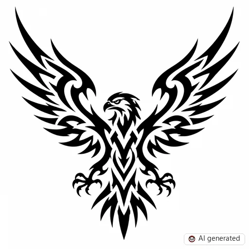 Hawk tattoo design in Tribal style