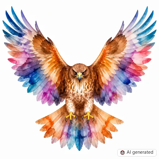 Hawk tattoo design in Watercolor style