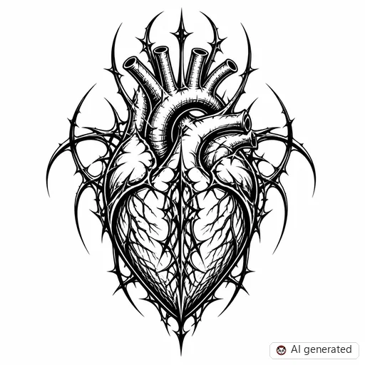 Heart tattoo design in Cybersigilism style