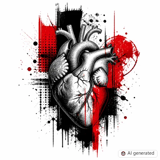 Heart tattoo design in Trash Polka style