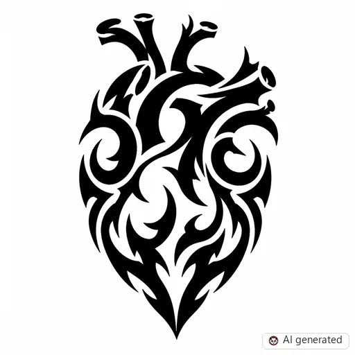Heart tattoo design in Tribal style