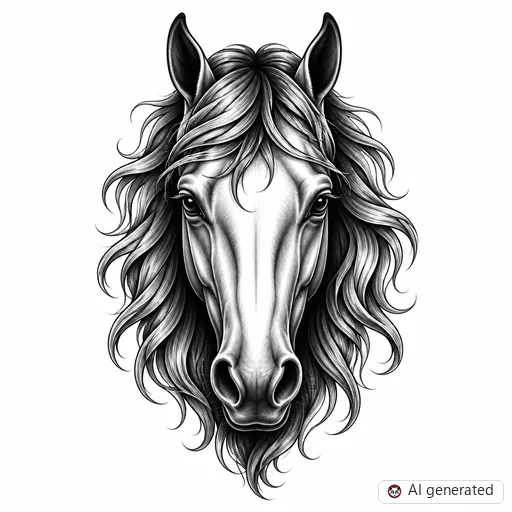Horse tattoo design in Black & Grey style