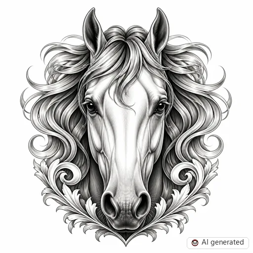 Pferd-Tattoo-Entwurf im Stil Chicano