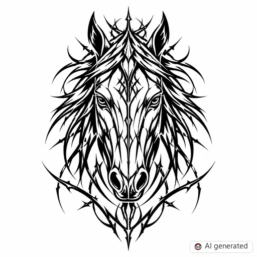 Horse tattoo design in Cybersigilism style