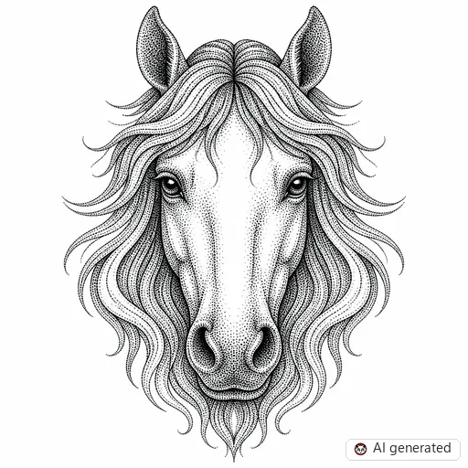 Horse tattoo design in Dotwork style