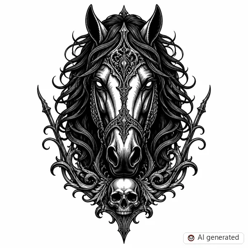Disegno di tatuaggio Cavallo in stile Gothic