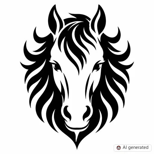Pferd-Tattoo-Entwurf im Stil Negative Space