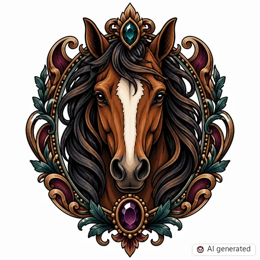 Pferd-Tattoo-Entwurf im Stil Neo-Traditional