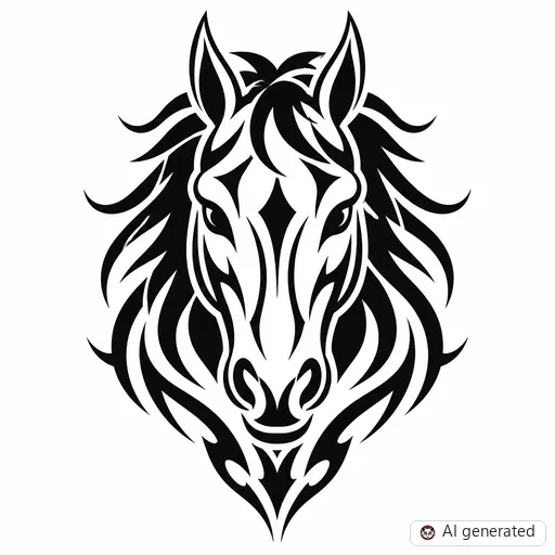 Horse tattoo design in Tribal style