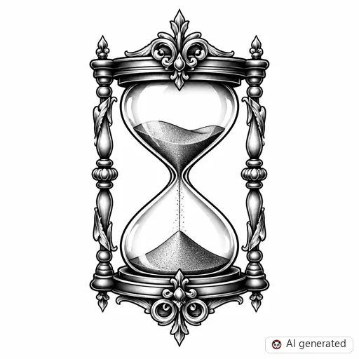 Hourglass tattoo design in Black & Grey style