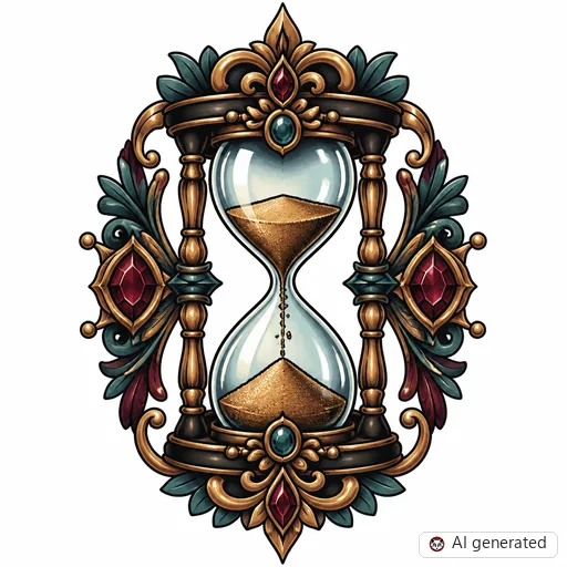 Sanduhr-Tattoo-Entwurf im Stil Neo-Traditional