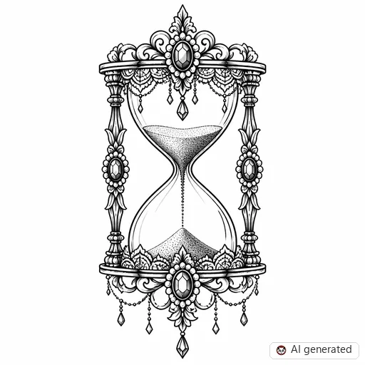 Hourglass tattoo design in Ornamental style