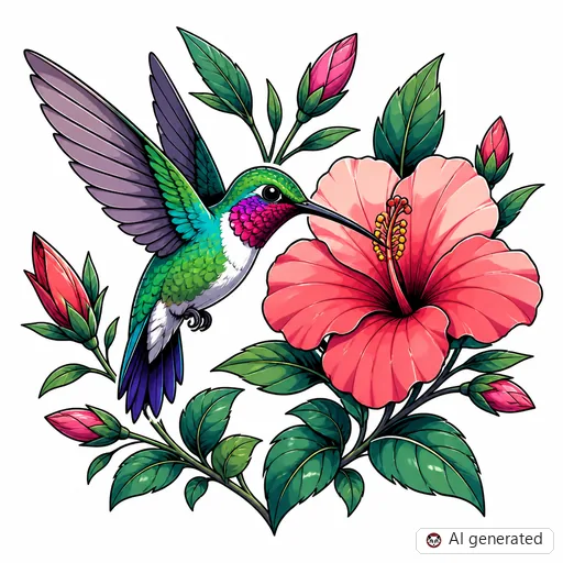 Kolibri-Tattoo-Entwurf im Stil Anime