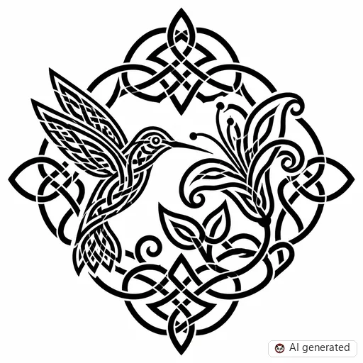 Disegno di tatuaggio Colibrì in stile Celtico