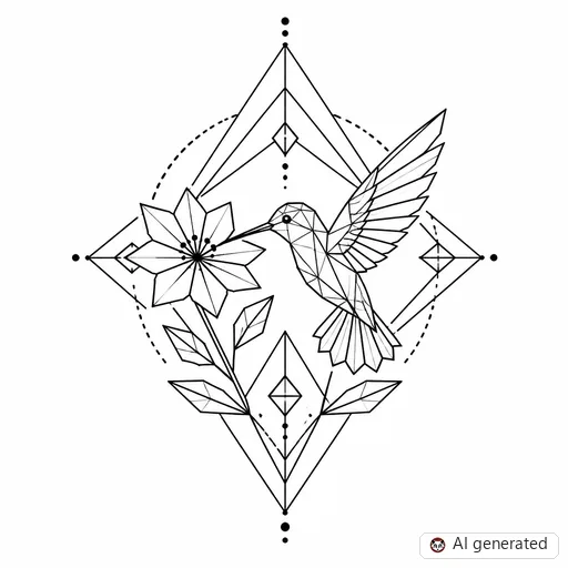 Kolibri-Tattoo-Entwurf im Stil Geometric