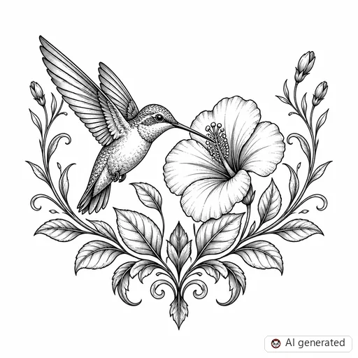 Kolibri-Tattoo-Entwurf im Stil Illustrative