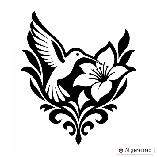 Kolibri-Tattoo-Entwurf im Stil Negative Space