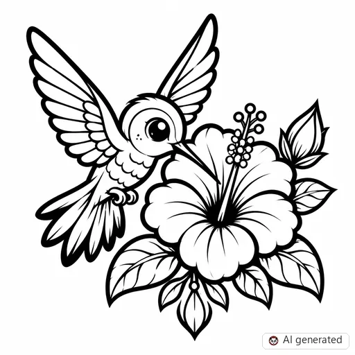 Kolibri-Tattoo-Entwurf im Stil New School