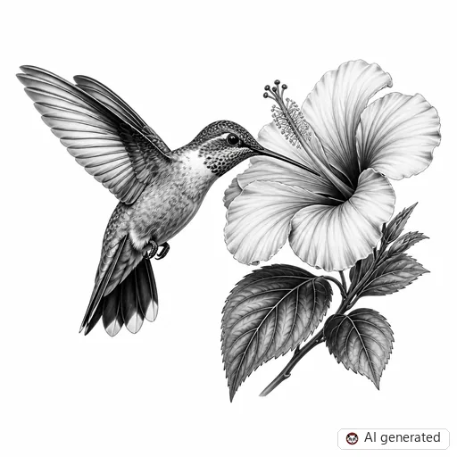 Kolibri-Tattoo-Entwurf im Stil Realism