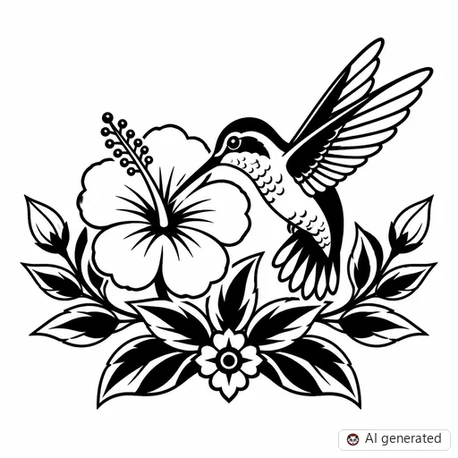 Kolibri-Tattoo-Entwurf im Stil Traditional