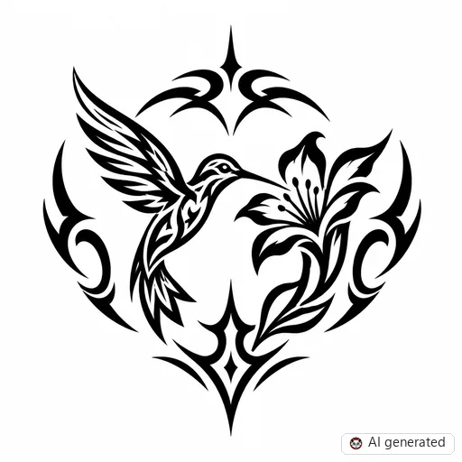 Kolibri-Tattoo-Entwurf im Stil Tribal