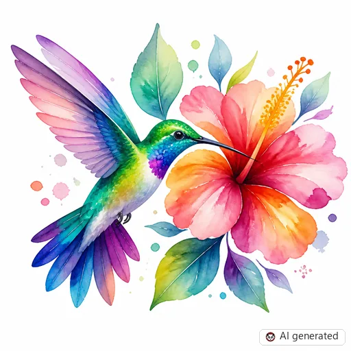 Kolibri-Tattoo-Entwurf im Stil Watercolor