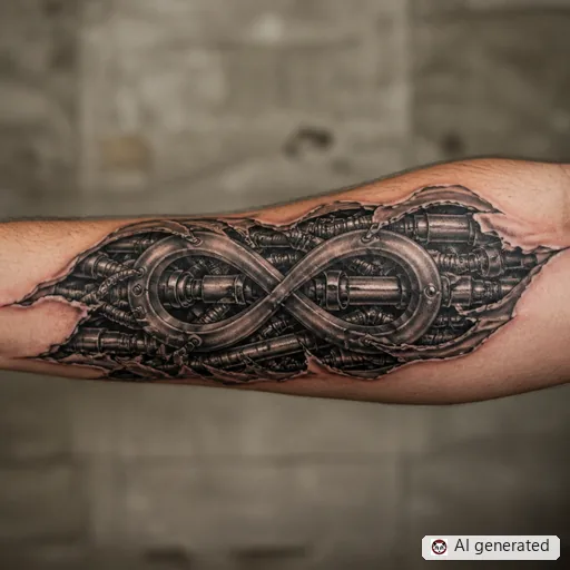 Infinity tattoo design in Biomechanical style