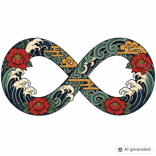 Unendlichkeitszeichen-Tattoo-Entwurf im Stil Japanisch (Irezumi)