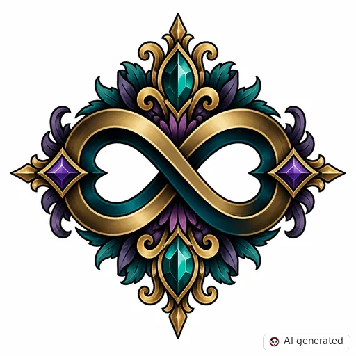 Unendlichkeitszeichen-Tattoo-Entwurf im Stil Neo-Traditional
