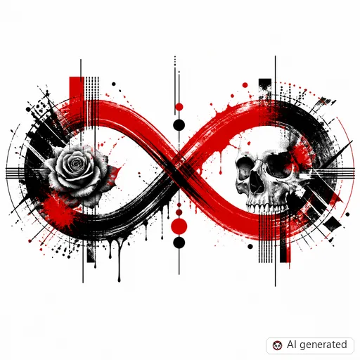 Infinity tattoo design in Trash Polka style