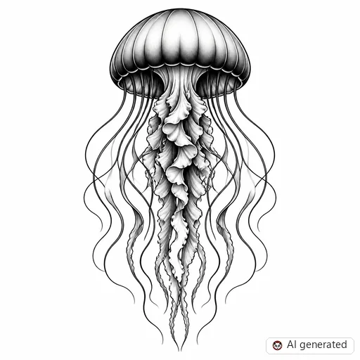 Jellyfish tattoo design in Black & Grey style