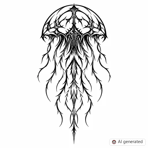 Jellyfish tattoo design in Cybersigilism style