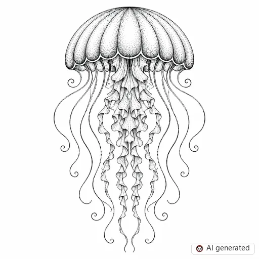 Jellyfish tattoo design in Dotwork style