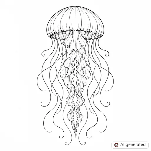 Jellyfish tattoo design in Fine-Line style