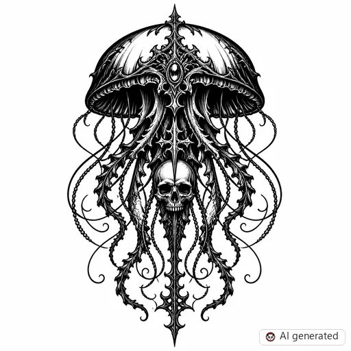 Disegno di tatuaggio Medusa (animale) in stile Gothic