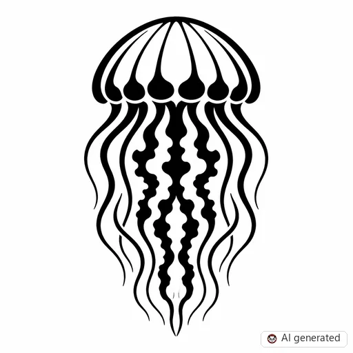 Qualle-Tattoo-Entwurf im Stil Negative Space