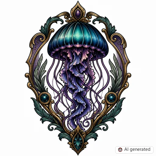 Qualle-Tattoo-Entwurf im Stil Neo-Traditional